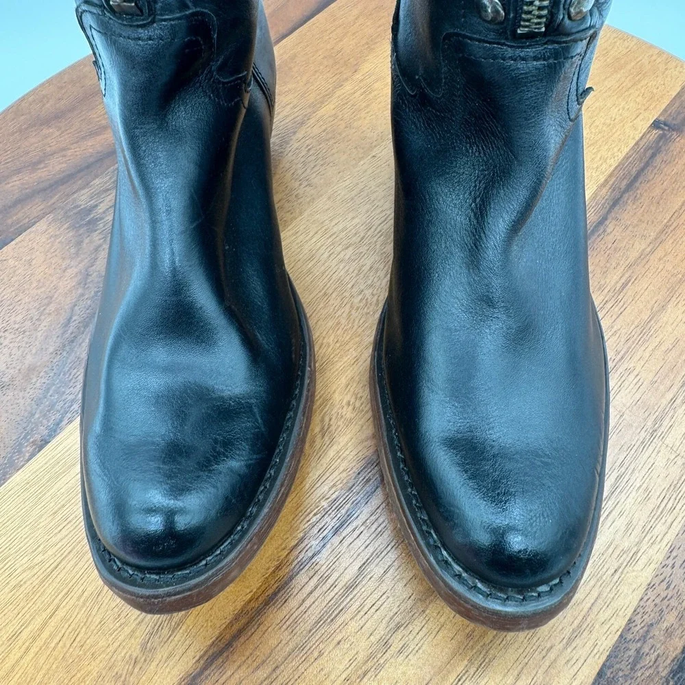 Reba by Justin Womens 5.5 Leslie Tall Western Boots Black Leather Cowboy Studded